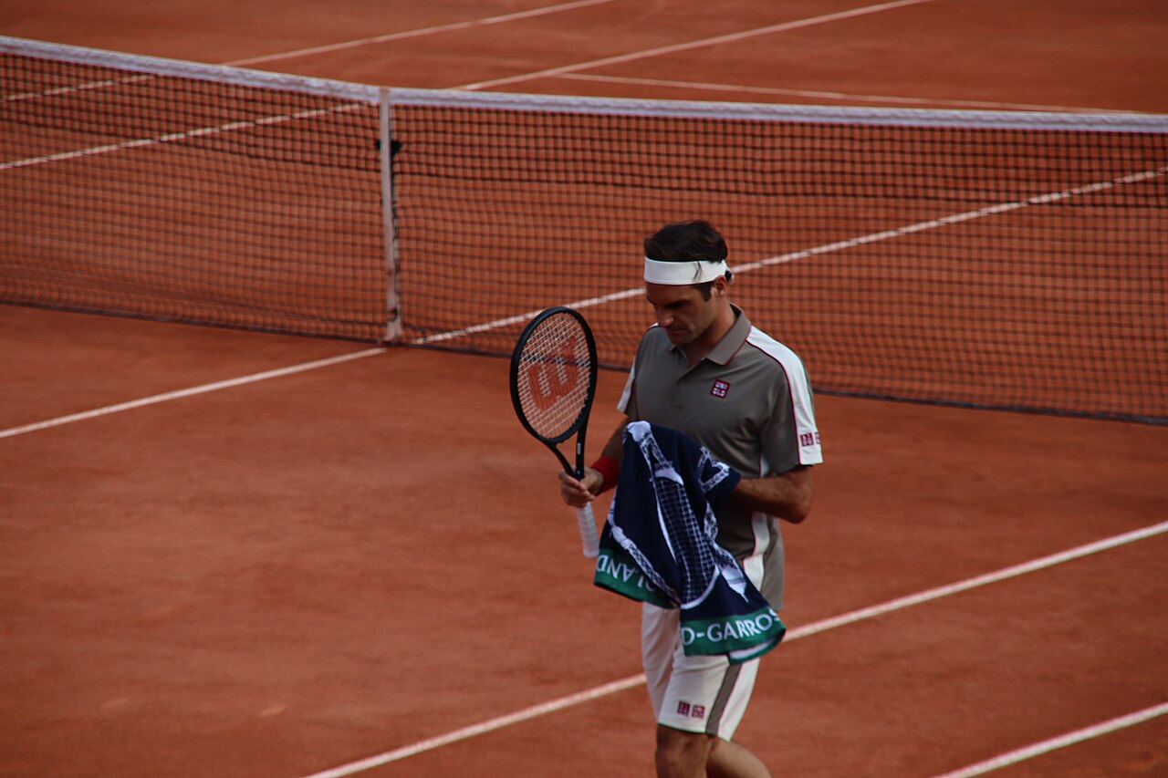 Roger Federer competing at Roland Garros in 2019